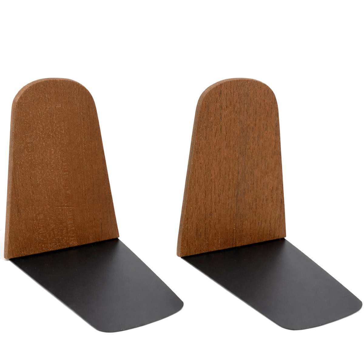 Kai Kristiansen (Denmark) Feldballe Møbelfabrik, Solid Teak Bookends, Arched Slab Form with Black Steel Plate Base - Image 1 of 1