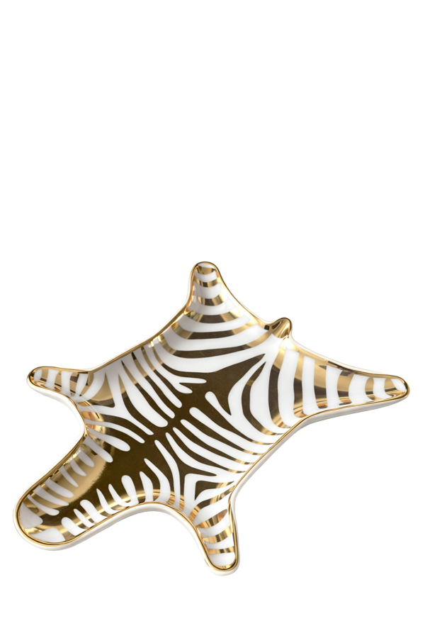 Jonathan Adler (New Jersey) Trinket Dish, Zebra Pelt, Molded Porcelain with Metallic Ground