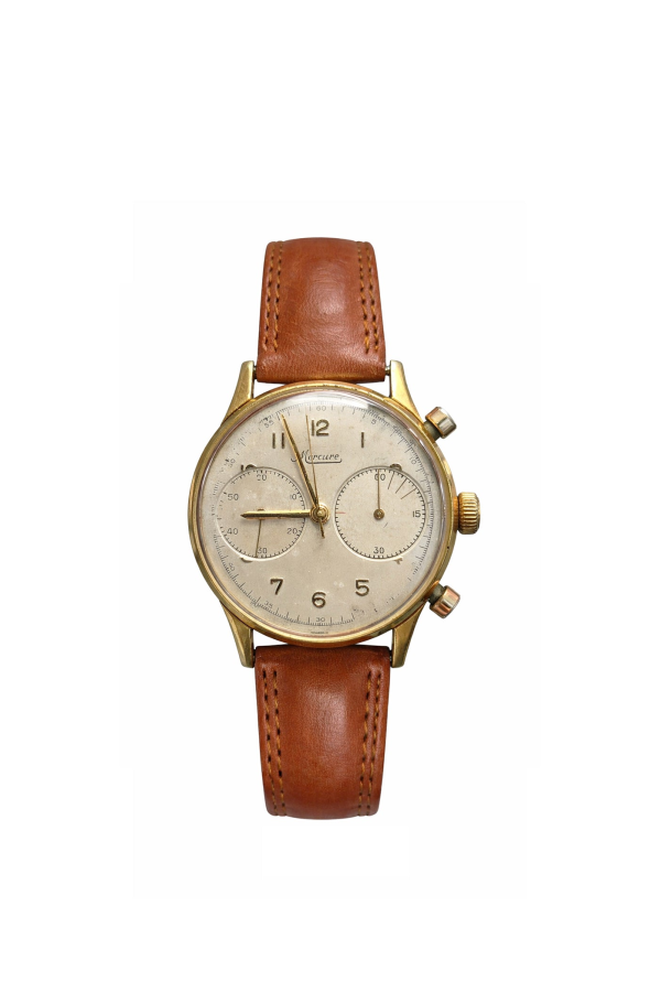Mercure (Switzerland) Two Register Chronograph, Gilt Case with Minerva Manual Caliber, Mid-Century