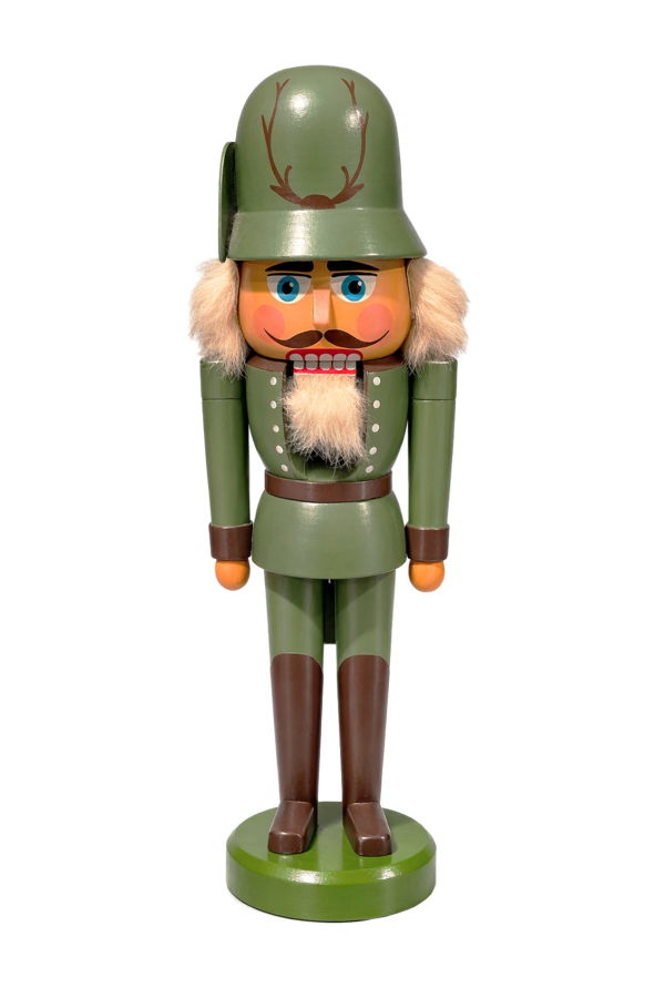 Erzgebirge Workshop (Saxony) Uniformed Forester Nutcracker, Lever-Action Composite Construction, GDR-era