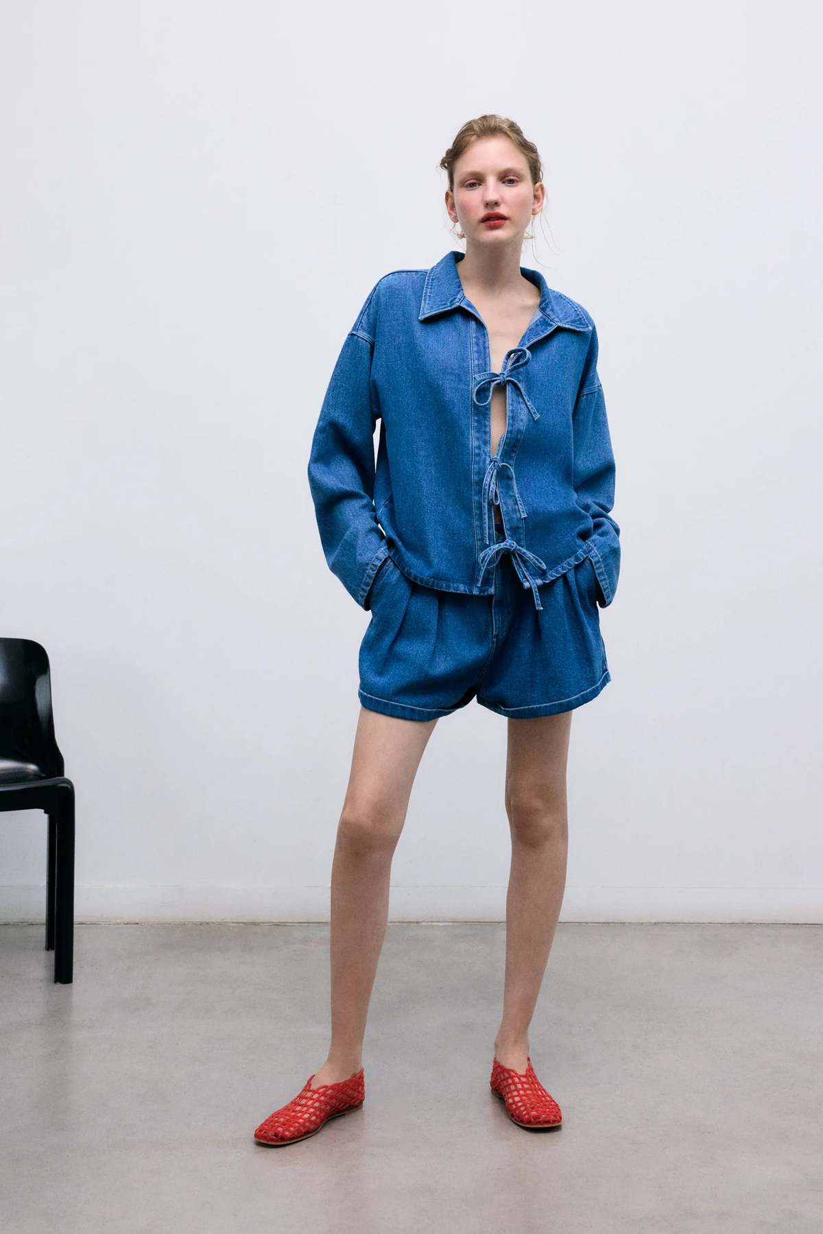 The New Society Tencel Mid Denim Shorts - Image 1 of 2