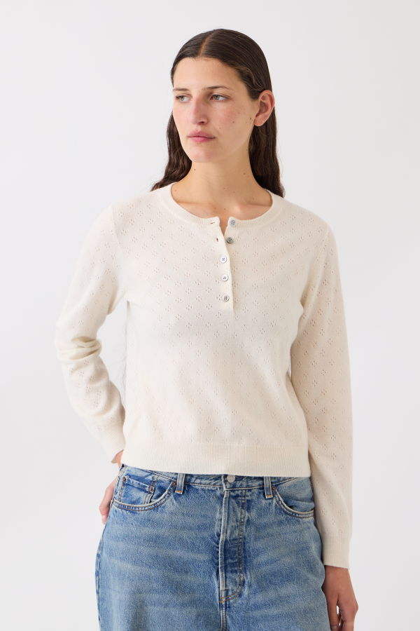 demylee Avery Pointelle Cashmere Sweater - Ivory