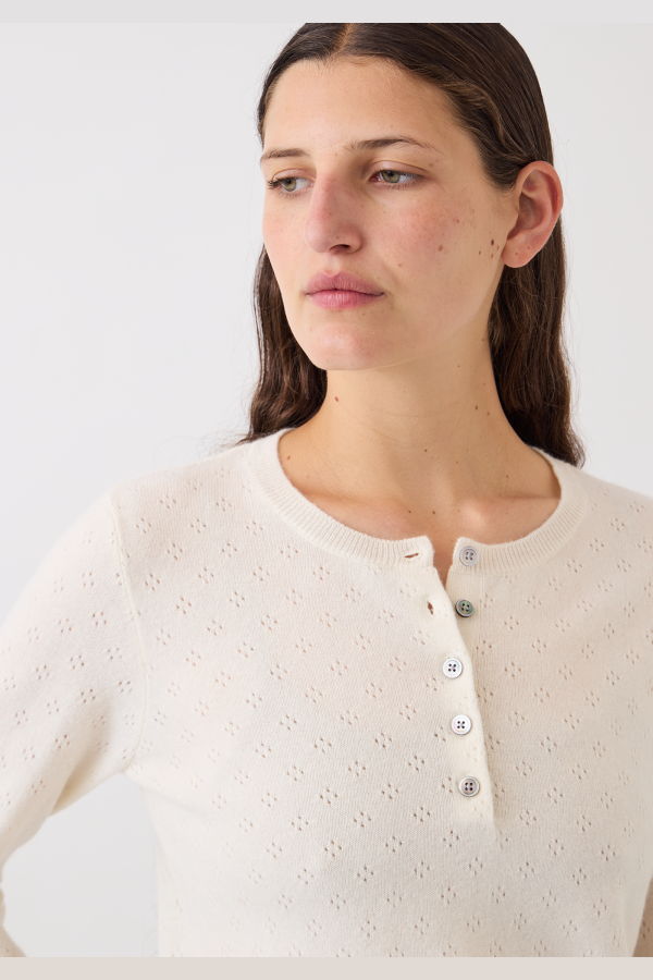 demylee Avery Pointelle Cashmere Sweater - Ivory