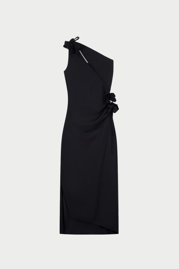 Coperni Asymmetric Mini Flower Gown Dress