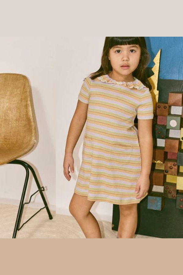 KIDS Misha & Puff Pattie Dress - Mist Avenue Stripe