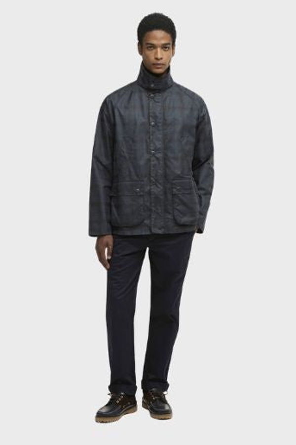 Barbour US Tartan Ambleside Wax Jacket - Navy Tartan