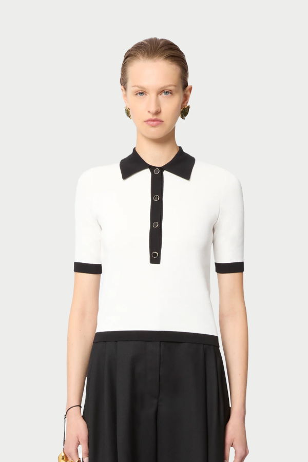 Nina Ricci Contrasted Knit Polo Top