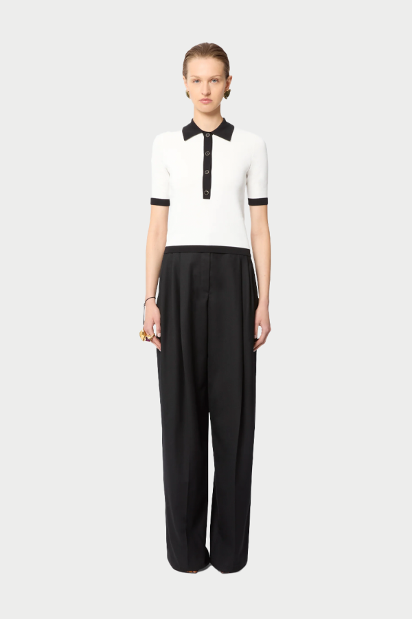 Nina Ricci Contrasted Knit Polo Top