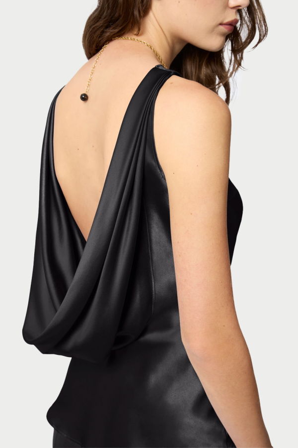 Nina Ricci Draped Satin Halterneck Sleeveless Blouse