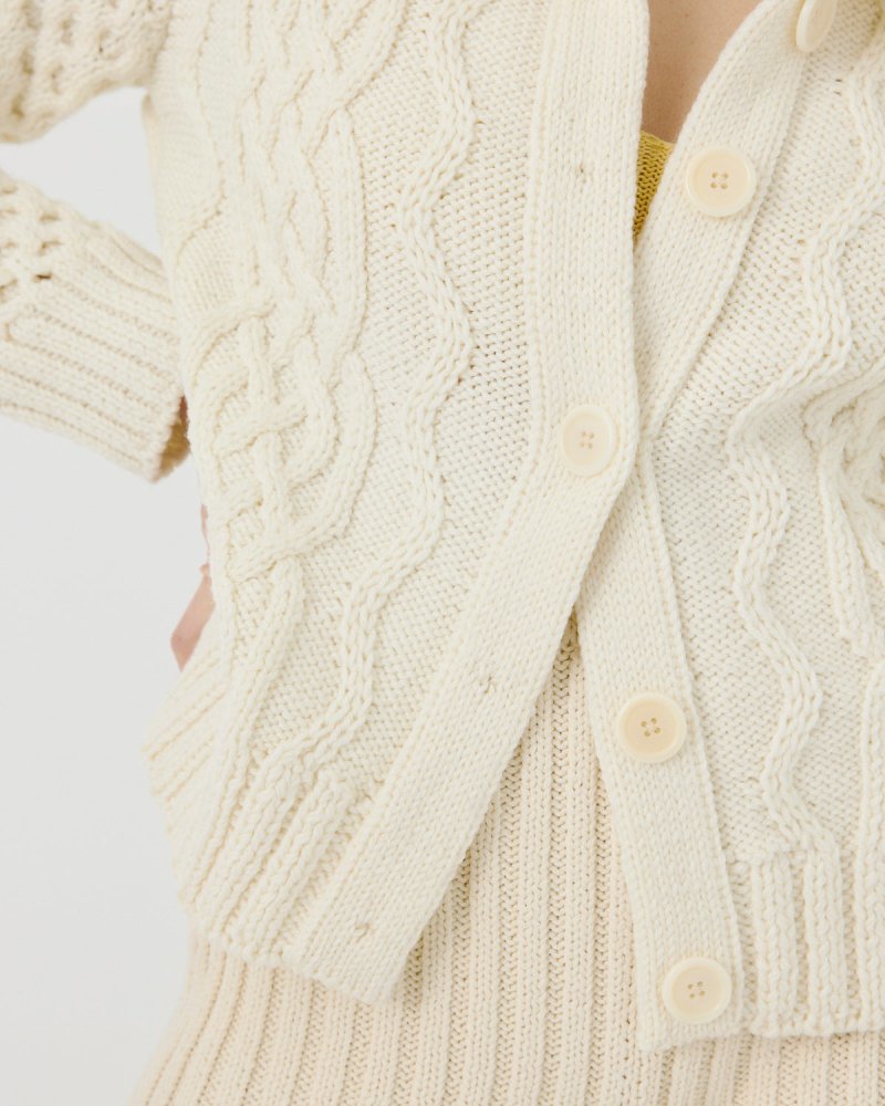 The Knotty Ones January Merino Wool Cardigan - Sea Salt