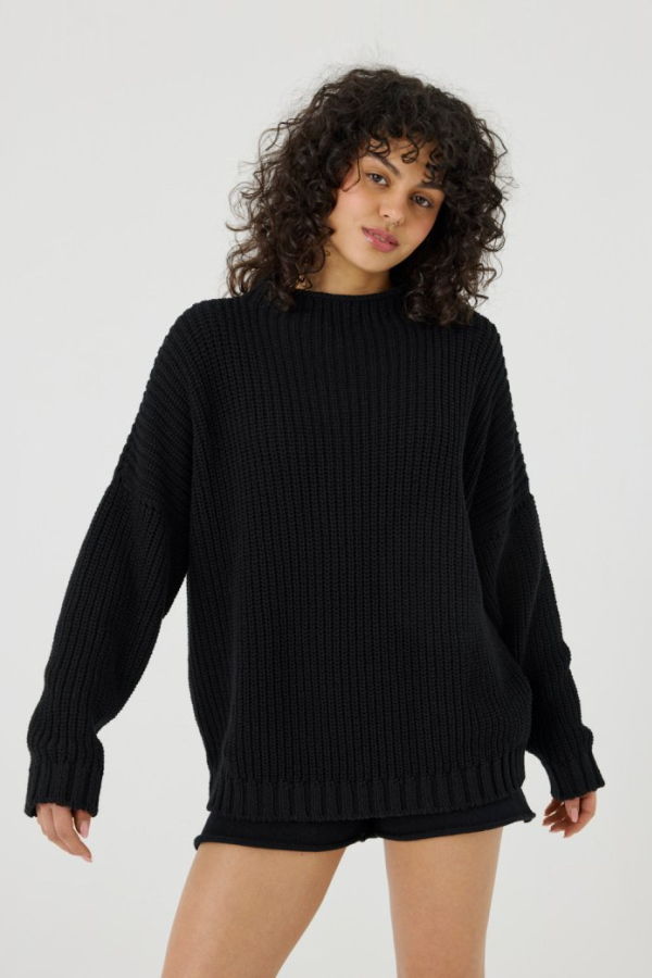 The Knotty Ones Laumės Cotton Sweater - Black