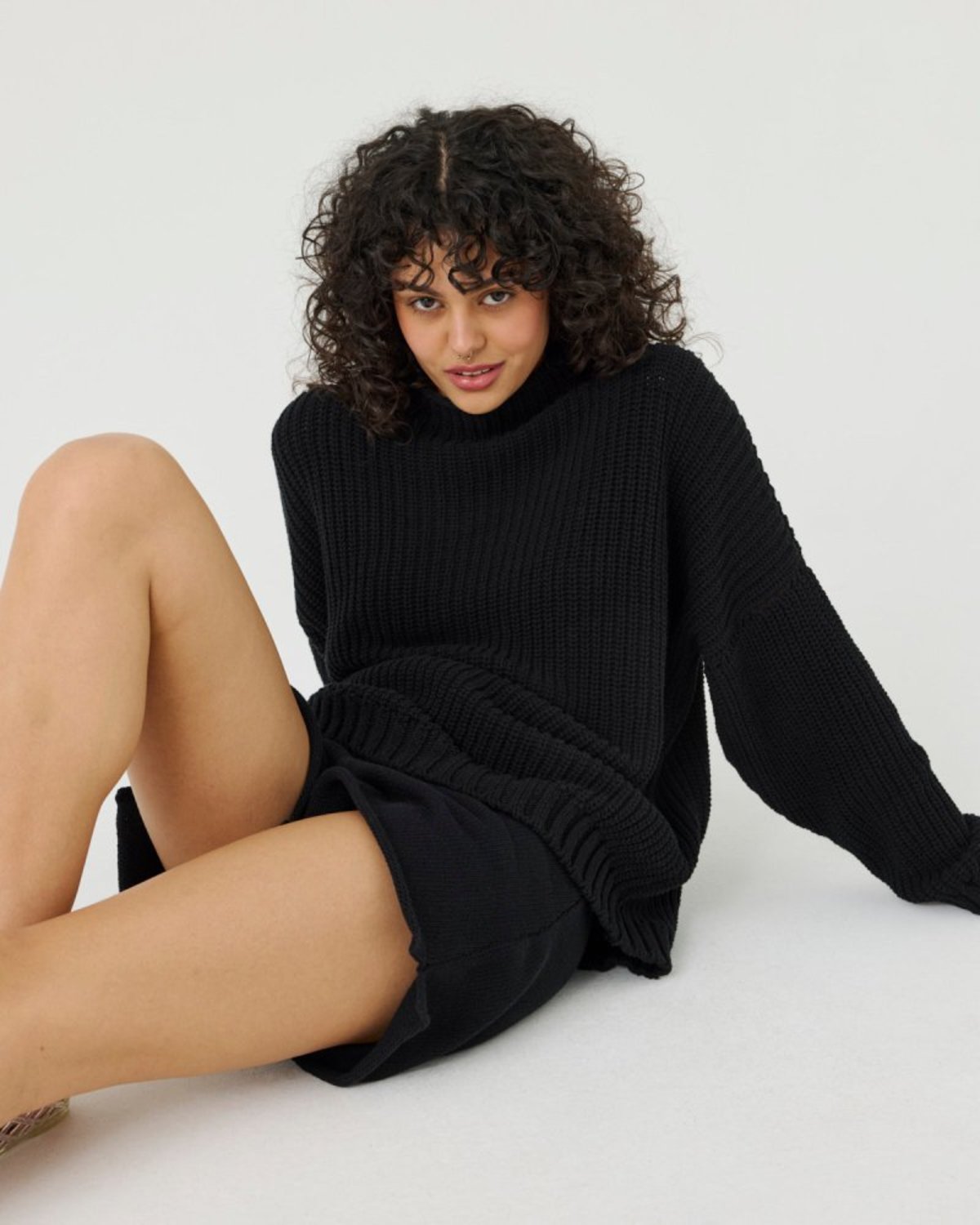 The Knotty Ones Laumės Cotton Sweater - Black - Image 5 of 5