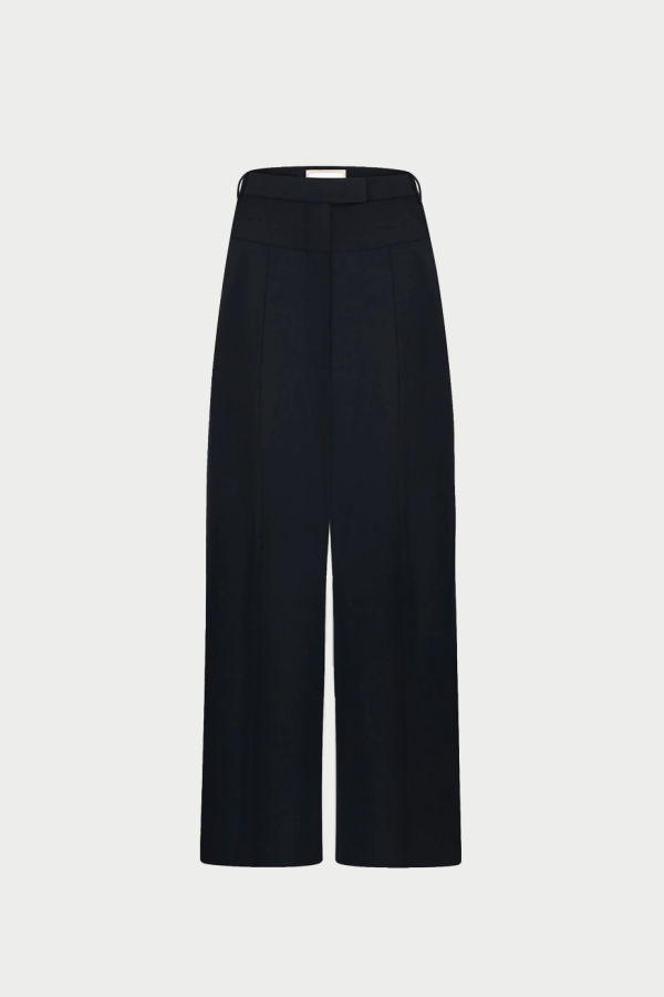 Litkovska High-Rise Wool Wide-Leg Trousers - Black