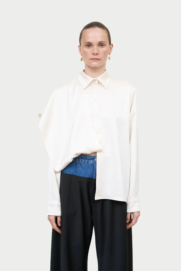 Litkovska Layered Blouse With Scarf Detail - Ivory