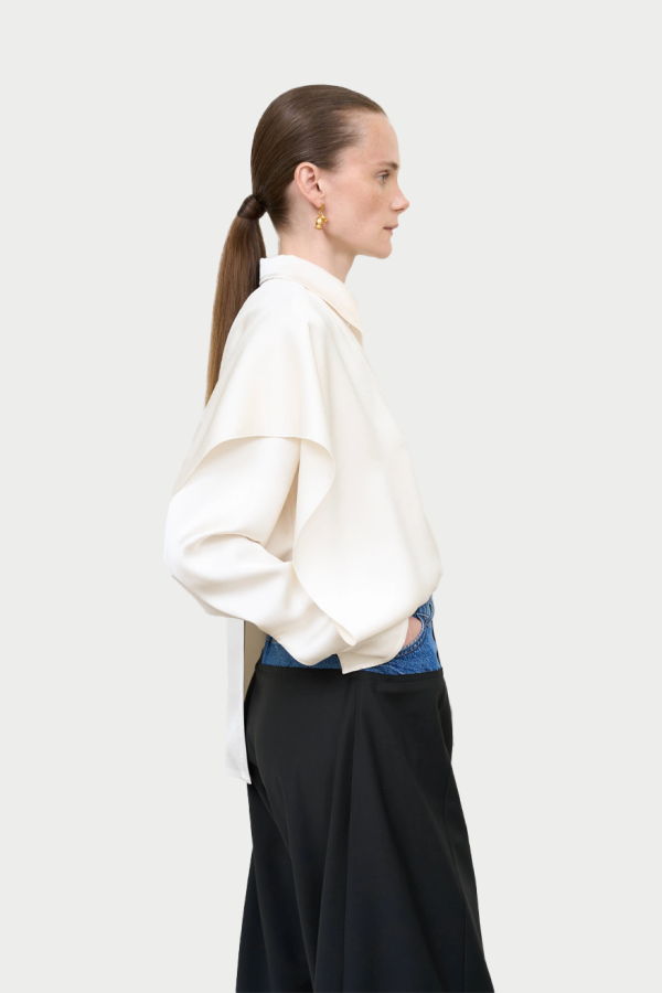 Litkovska Layered Blouse With Scarf Detail - Ivory