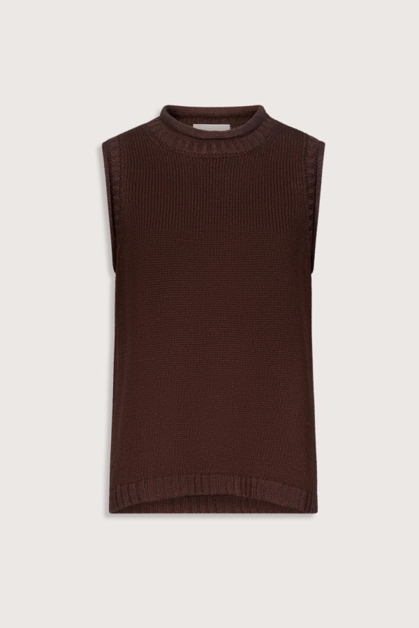 Loulou de Saison Effy Boxy Sweater Vest - Dark Brown
