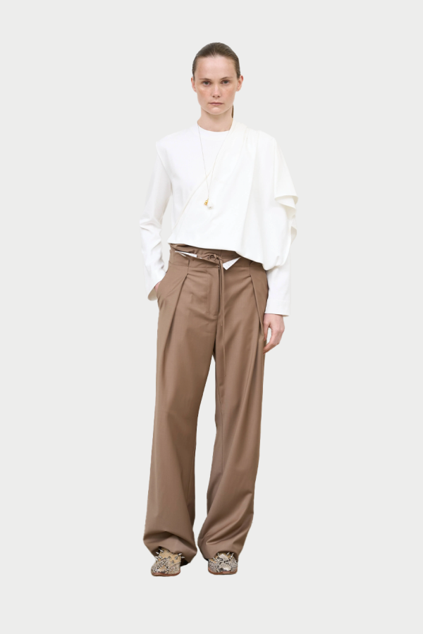Litkovska Pleated Pants With Drawstring - Beige