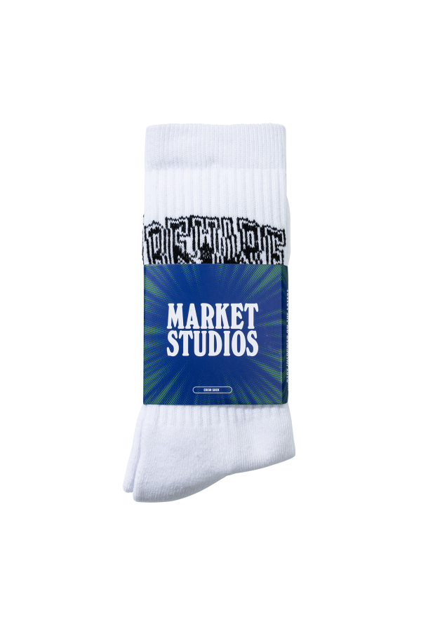 MARKET Beware Crew Socks - White