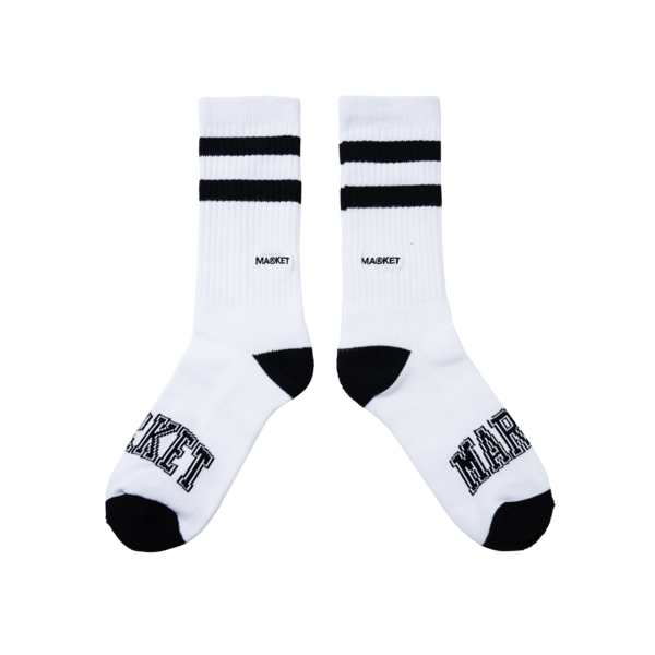 MARKET Core Stripe Crew Socks - White