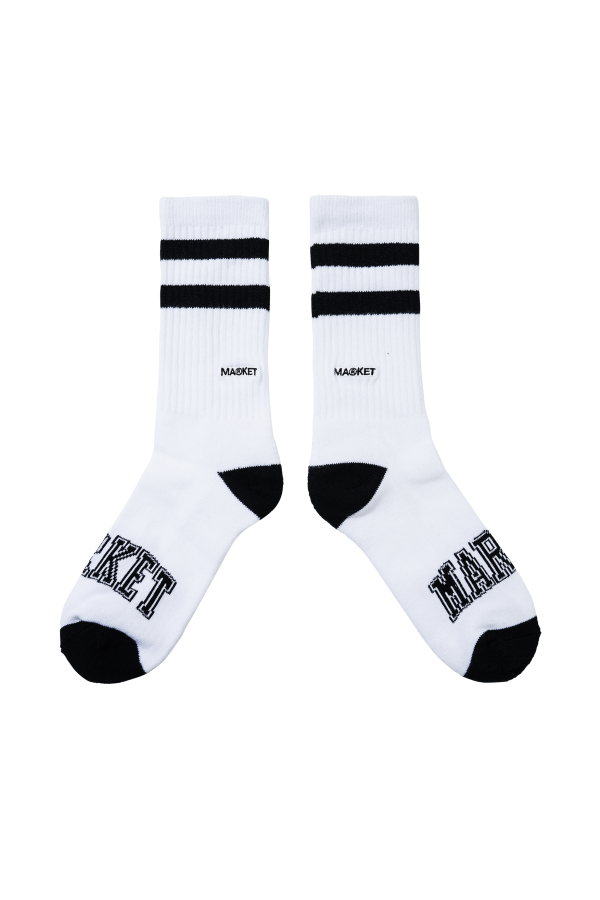 MARKET Core Stripe Crew Socks - White