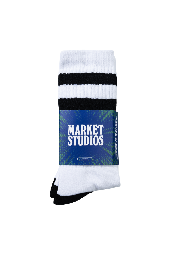 MARKET Core Stripe Crew Socks - White