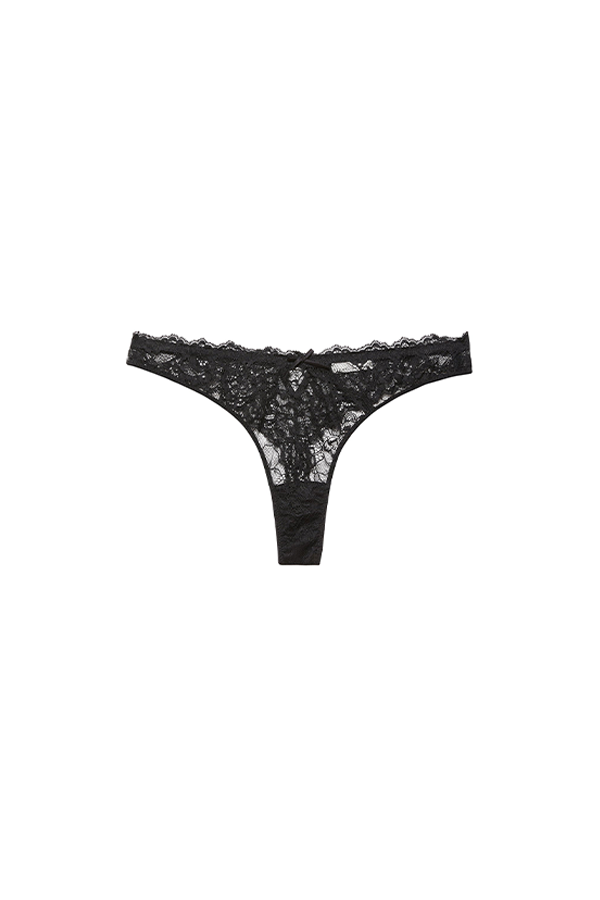 fleur du mal Bianca Lace Thong - Black