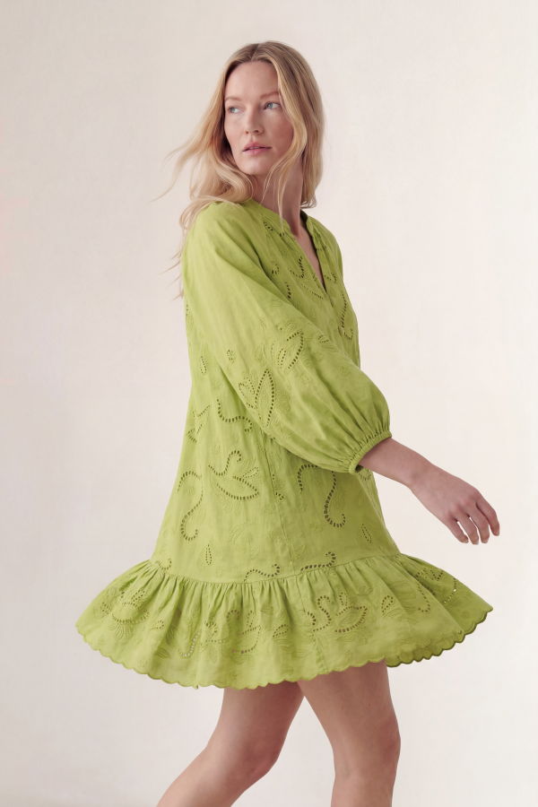 Cartolina Selwin Mini Dress - Chartreuse