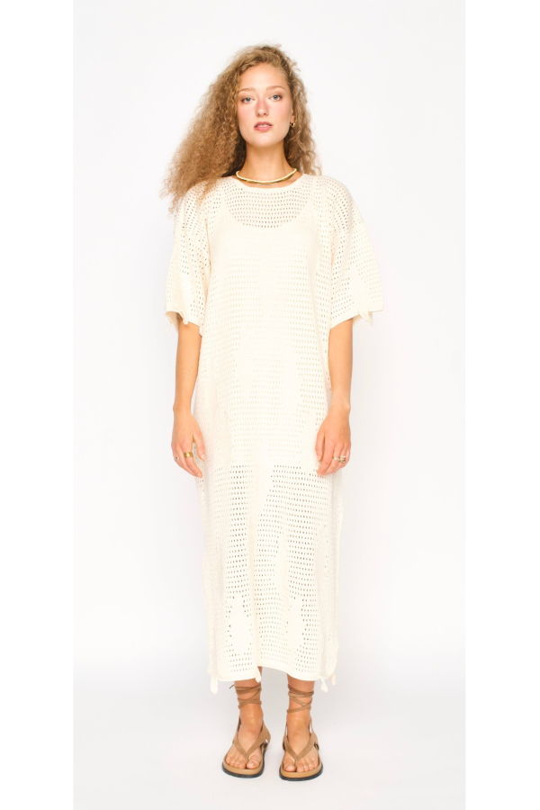 Mirth Madagascar Pointelle Dress - Bone