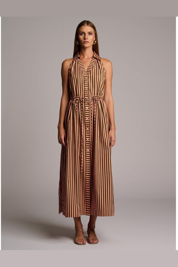 Hevron Stella Dress - Apricot Stripe