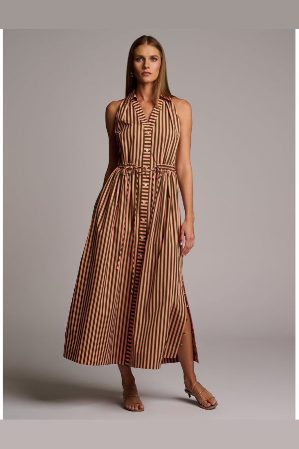 Hevron Stella Dress - Apricot Stripe