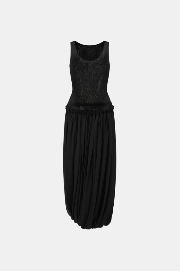 Oude Waag Ruffled Midi Dress - Black
