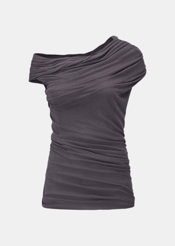 Oude Waag Shoulder-Wrap Thread Top - Dark Grey Oude Waag Shoulder-Wrap Thread Top - Dark Grey