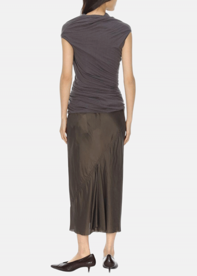 Oude Waag Shoulder-Wrap Thread Top - Dark Grey