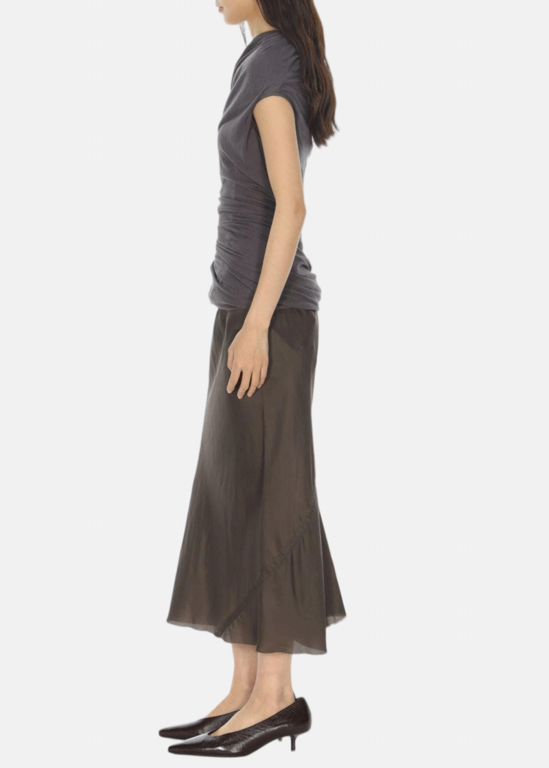 Oude Waag Shoulder-Wrap Thread Top - Dark Grey