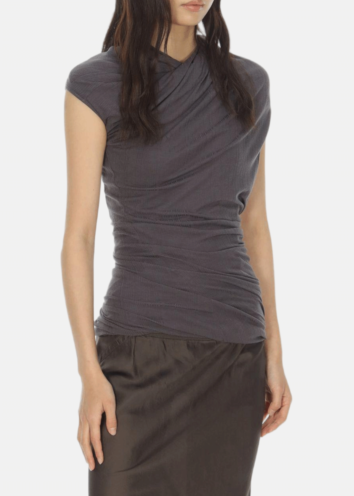 Oude Waag Shoulder-Wrap Thread Top - Dark Grey - Image 6 of 6