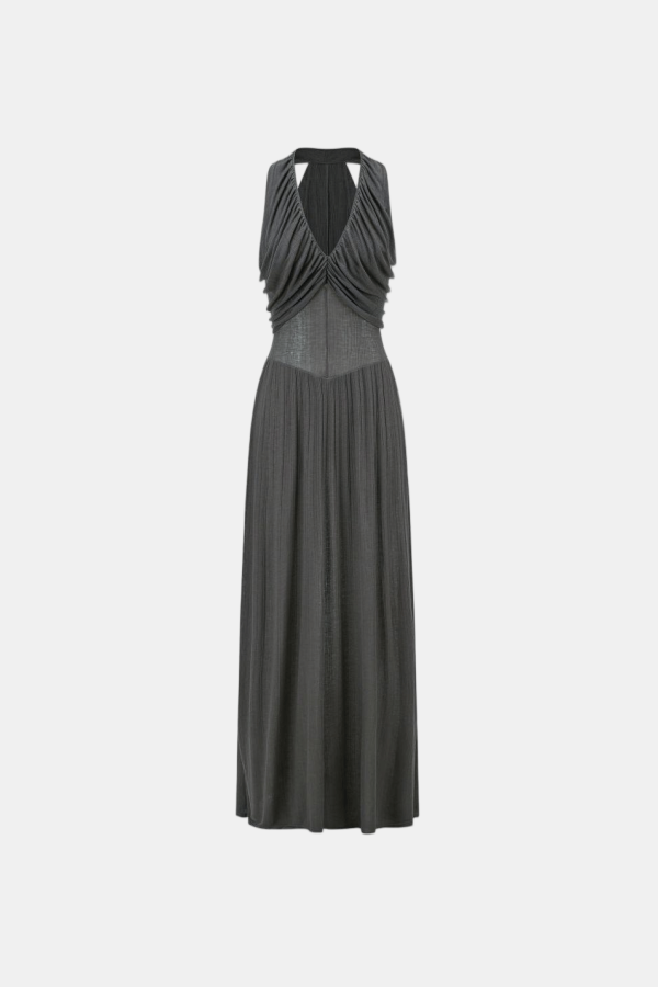Oude Waag V-Neck Maxi Dress - Dark Grey