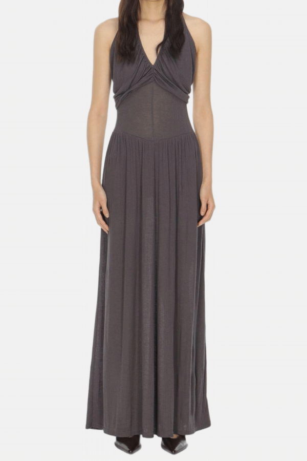 Oude Waag V-Neck Maxi Dress - Dark Grey