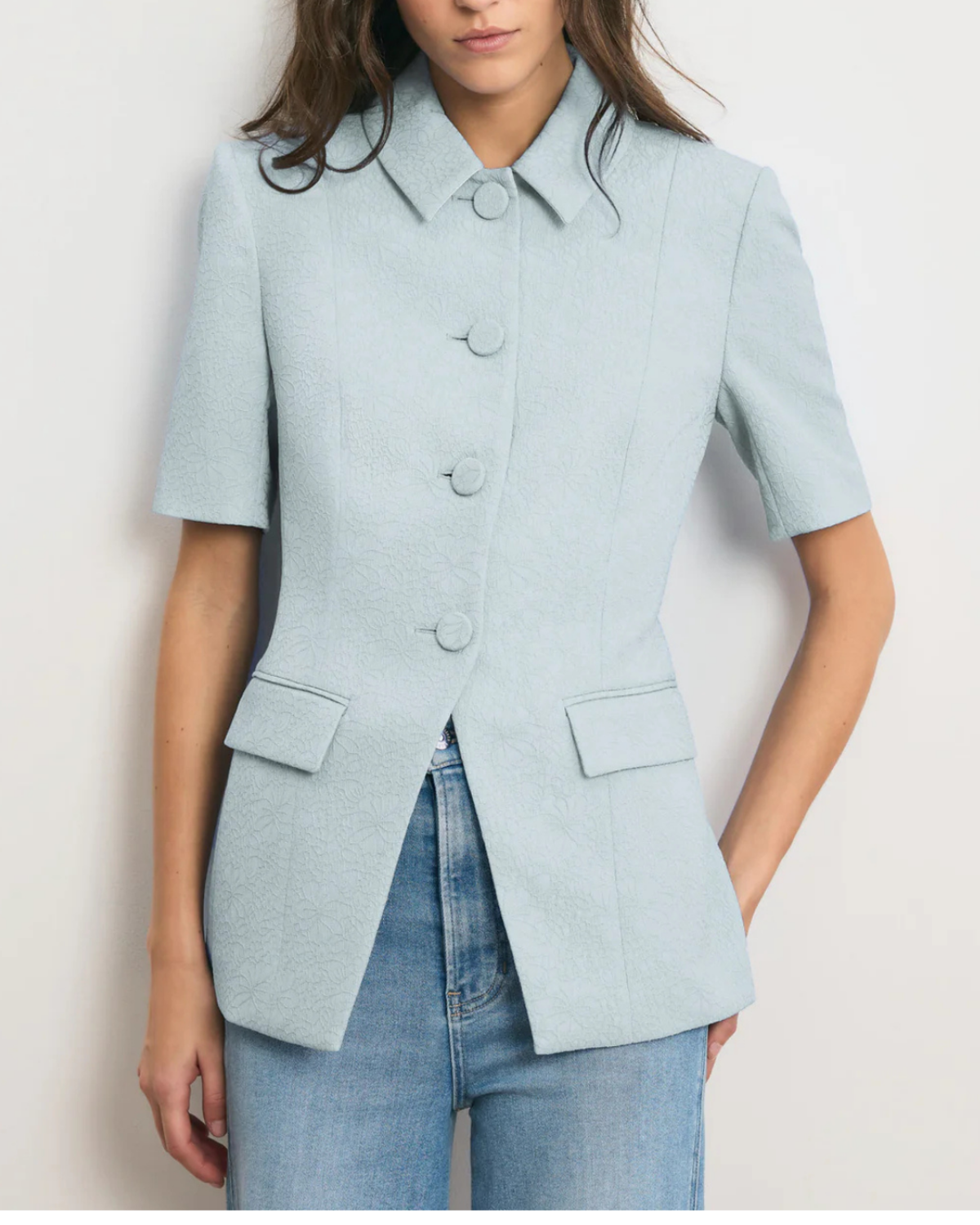 Veronica Beard Bodie Jacquard Jacket - Blue Stream - Image 2 of 6