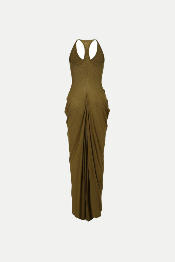 Oude Waag Green Racerback Draped Maxi Dress - Dark Grey