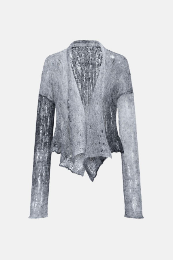 Oude Waag Open-Knit Cardigan - Gray