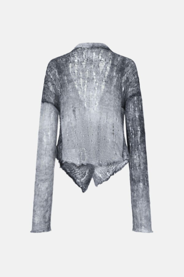 Oude Waag Open-Knit Cardigan - Gray