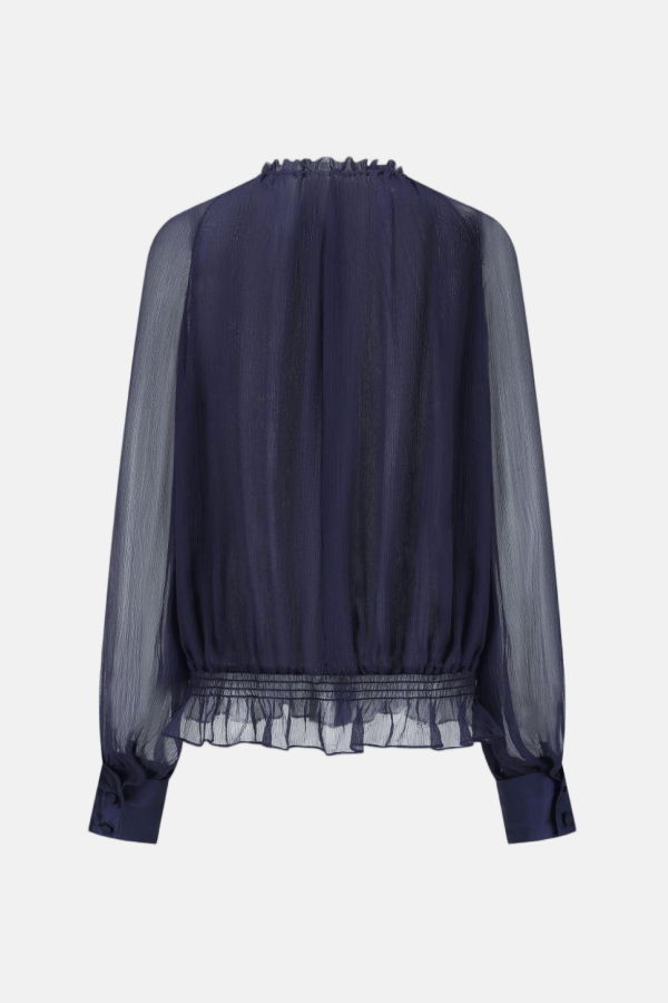Oude Waag Ruffled Silk Shirt - Navy