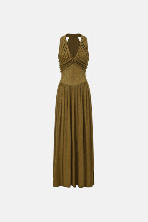 Oude Waag V-Neck Maxi Dress - Olive