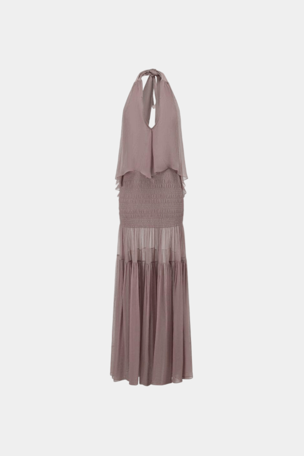 Oude Waag Halterneck Tiered Maxi Dress - Pink
