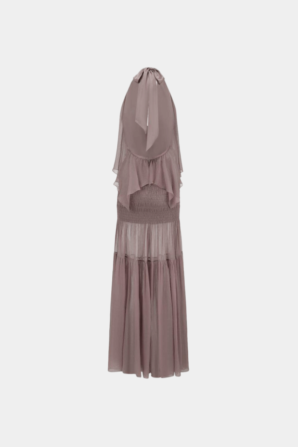 Oude Waag Halterneck Tiered Maxi Dress - Pink
