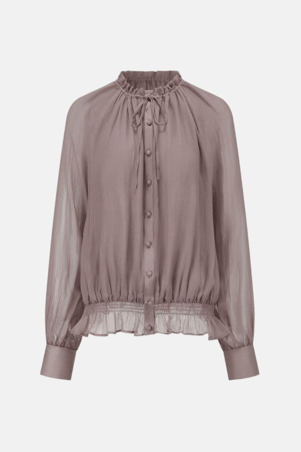 Oude Waag Ruffled Silk Shirt - Pink