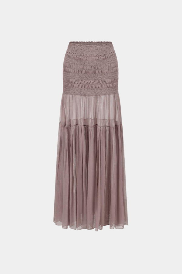 Oude Waag Shirred Tiered Maxi Skirt - Pink