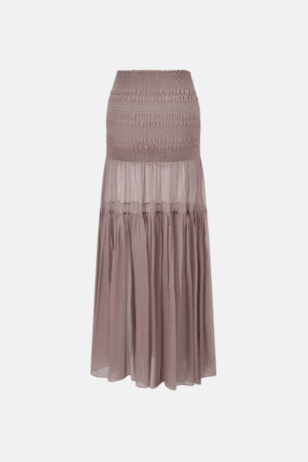 Oude Waag Shirred Tiered Maxi Skirt - Pink
