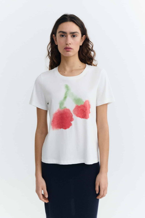 Thinking MU Blurry Cherry Ida Tee - White