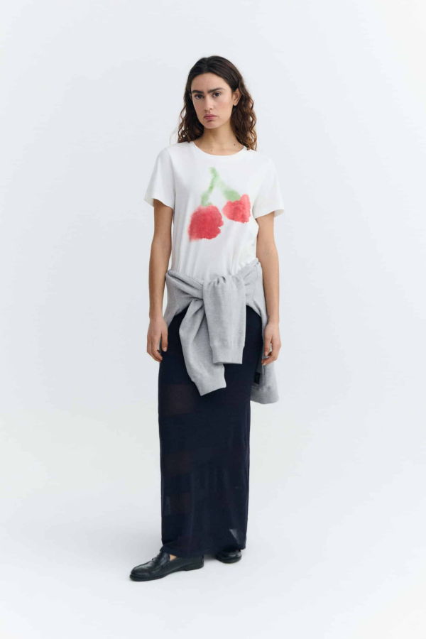 Thinking MU Blurry Cherry Ida Tee - White